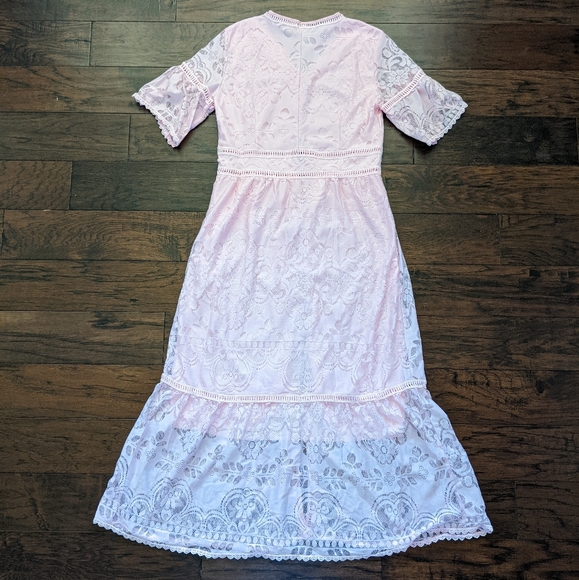 NWOT Pink Lace Maxi Dress or Duster - Picture 3 of 7